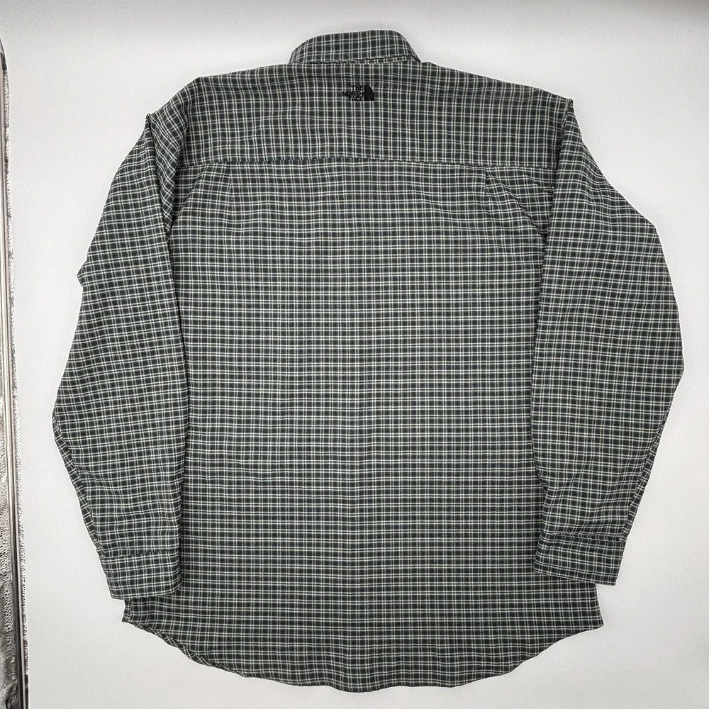 The North Face Shirt Mens XL Green Plaid Button Up Hiking Outdoor Performance
